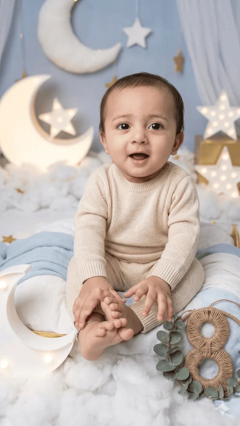 Milestone themed baby portrait